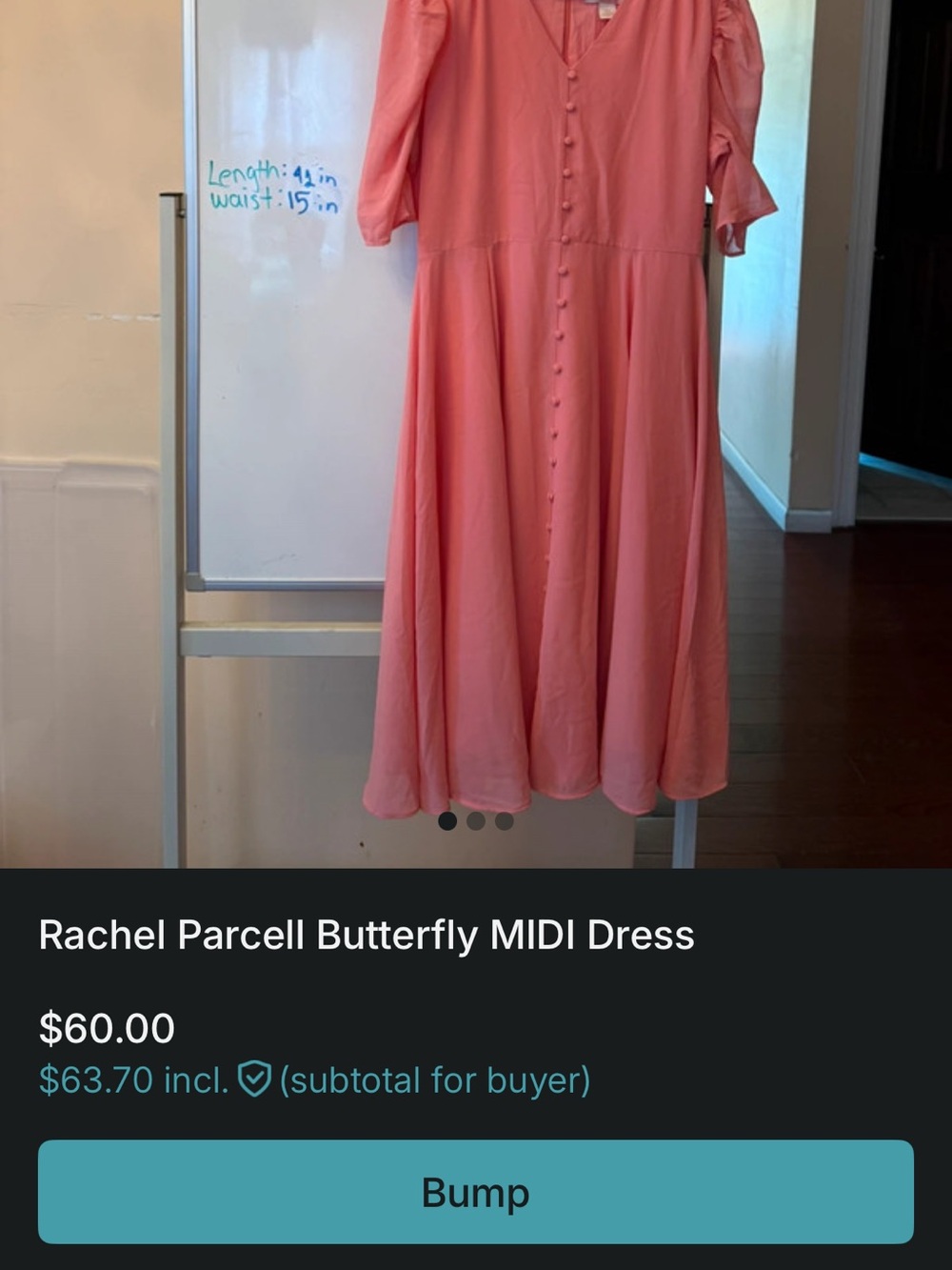 Rachel Parcell Coral-Orange Button-Front Midi Dress